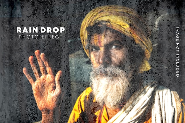 PSD raindrop psd photo effect template