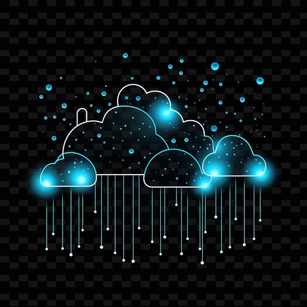 PSD raindrop serene blue dotted neon lines chmury dekoracje str shape y2k neon light art kolekcje