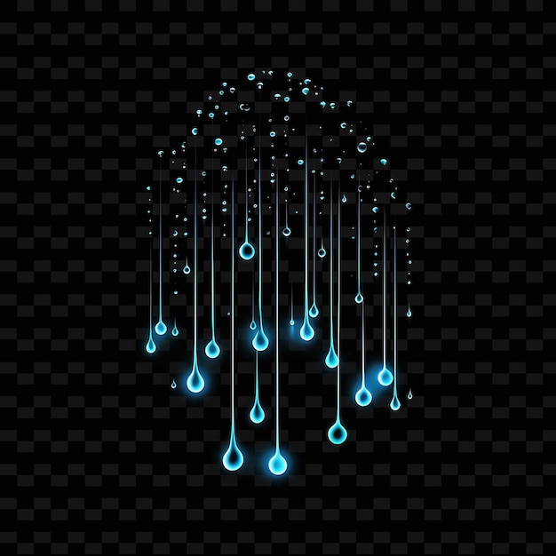 Raindrop serene blue dotted neon lines cloud decorations str png y2k shapes transparent light arts