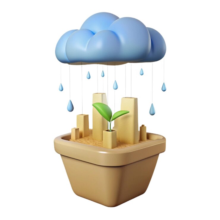 PSD a raindrop with a green plant on it