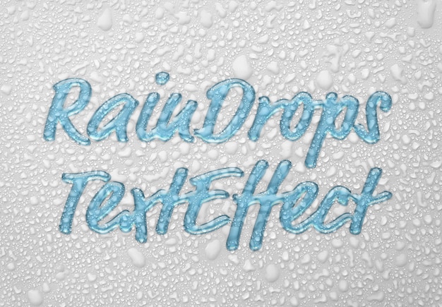 Raindrops Text effect Mockup