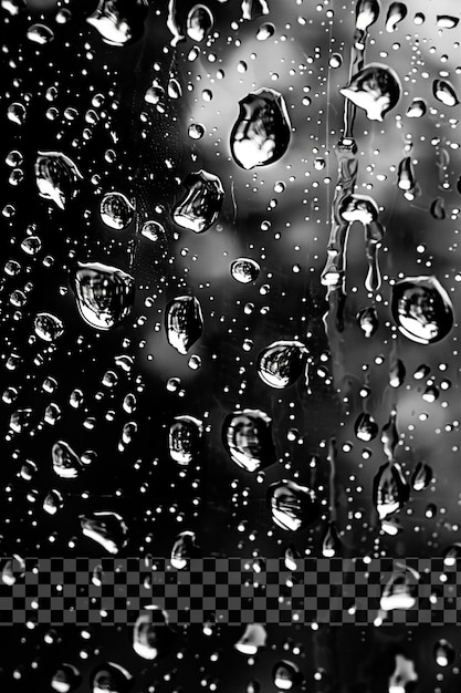 PSD a raindrops of water on a window with a black and white checkered pattern