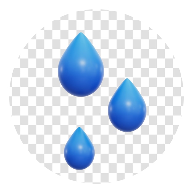 PSD raindrops weather 3d icon transparent background