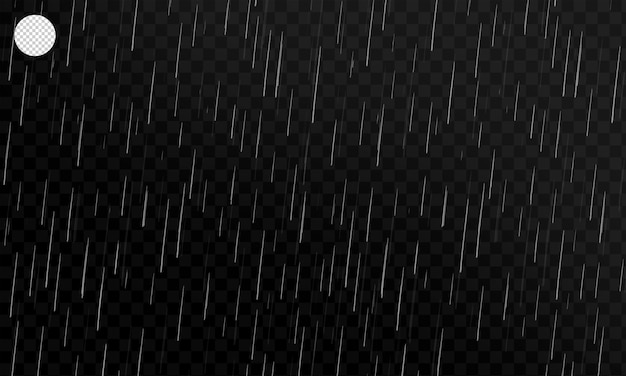 Rainfall drops on transparent background