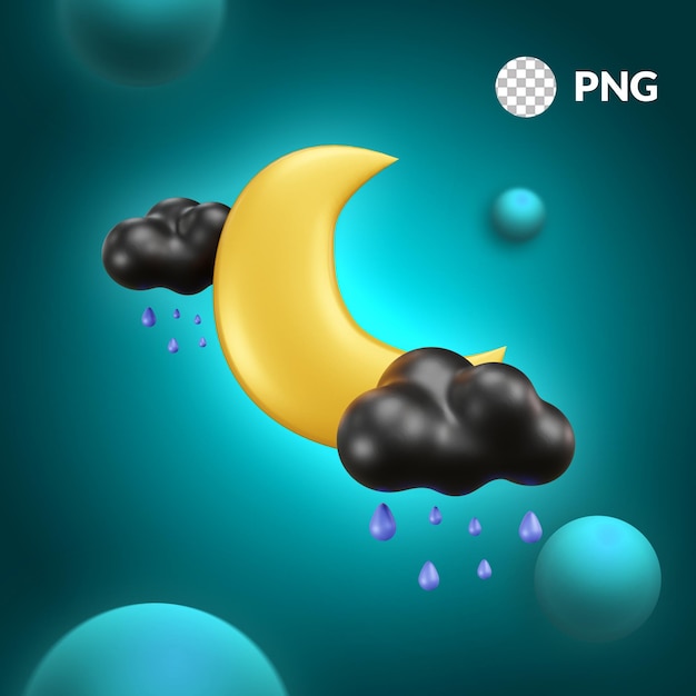 PSD rainy night weather 3d illustration