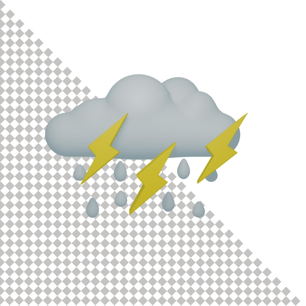 PSD icona 3d di tempesta piovosa
