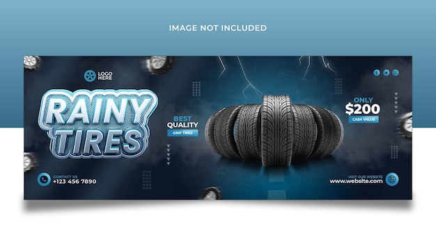 PSD rainy tires facebook cover banner template