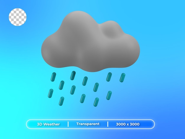 雨天3Dイラスト