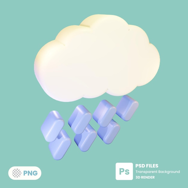 Rainy weather icon 3d illustration rendering Premium Psd