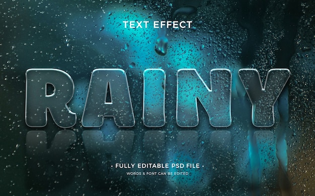 PSD rainy weather text effect