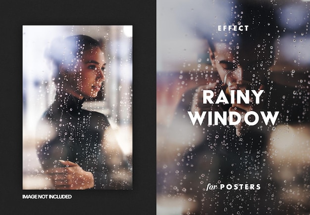 PSD rainy window photo effect for posters