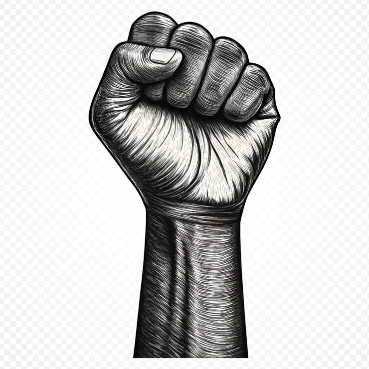 PSD raised fist symbol of protest and solidarity