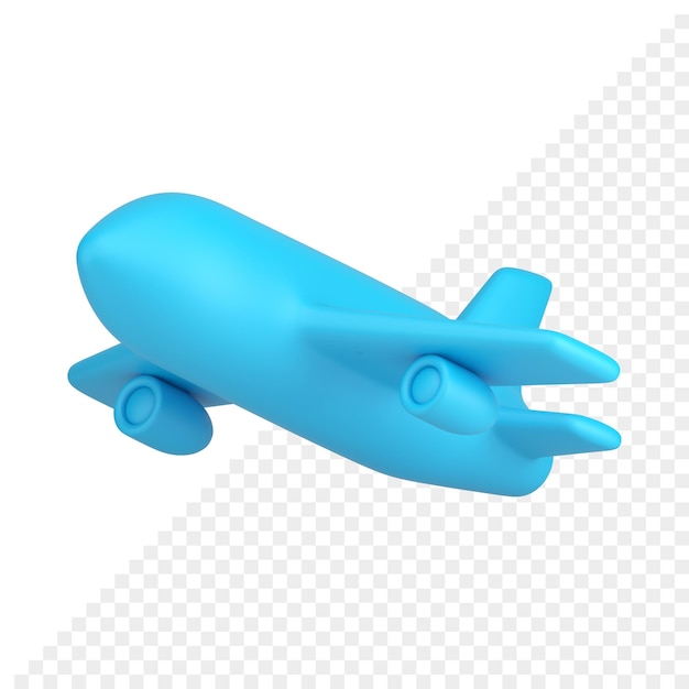 PSD raising up blue airplane aircraft speed flight passenger travel vacation realistic 3d icon