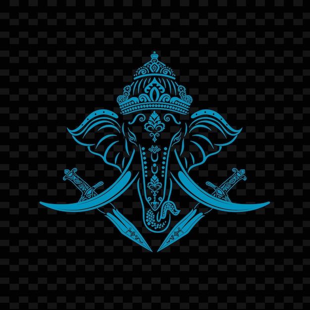 PSD rajput warrior rajput logo con elefanti e spade curve disegni vettoriali tribali creativi
