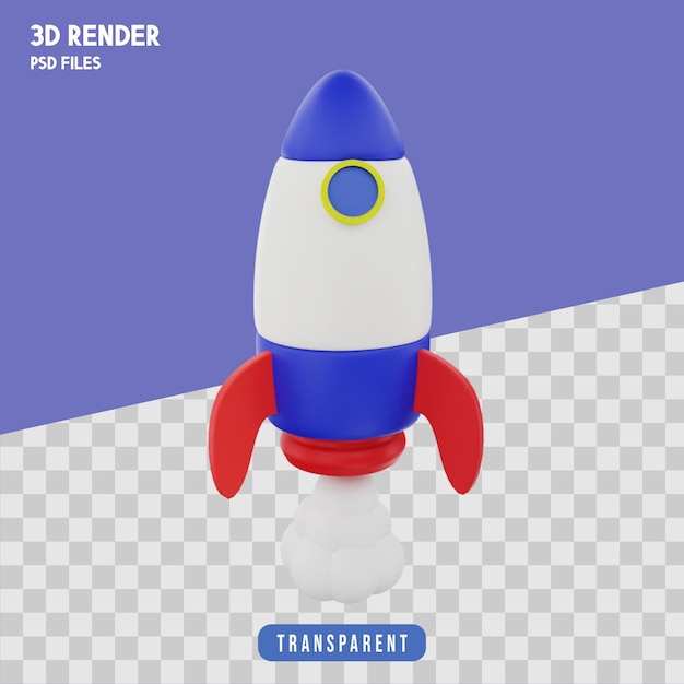 Raketopsendelse 3d rendering Isoleret Premium