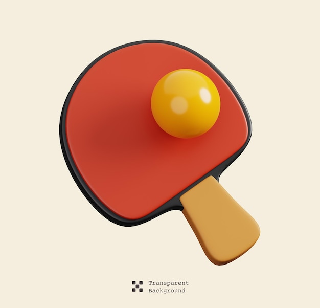 Rakietka Do Tenisa Stołowego Z Piłką Ping-pong Izolowana Symbol Sportu I Gry Rendering 3d