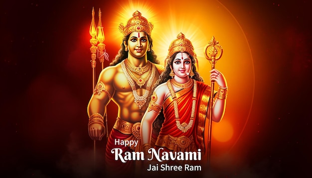 PSD ram navami background with lighting