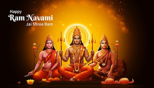 PSD ram navami background with lighting