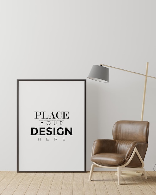 Rama plakatowa w salonie Psd Mockup