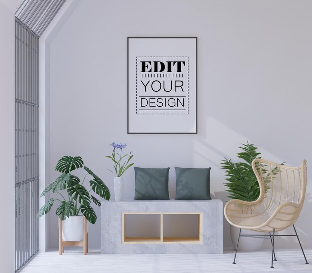 Rama plakatowa w salonie Psd Mockup