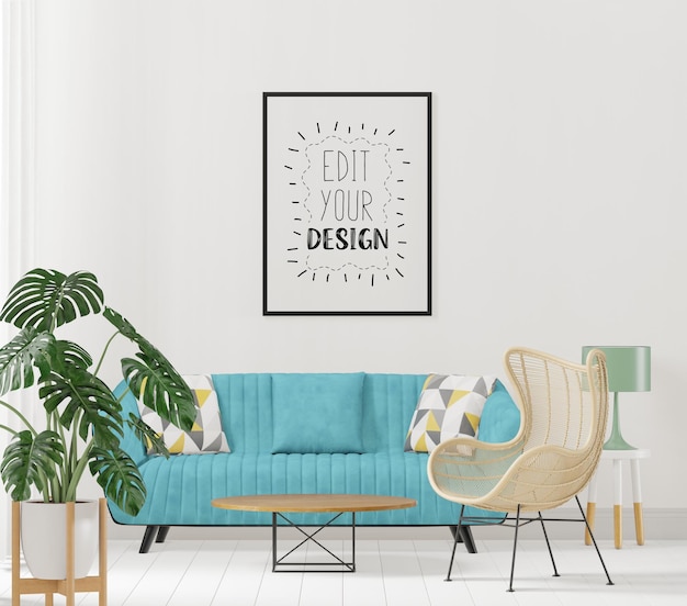 Rama plakatowa w salonie Psd Mockup