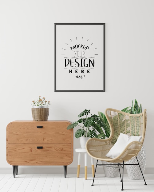Rama plakatowa w salonie Psd Mockup