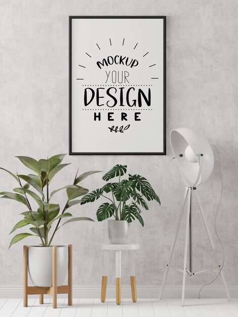 Rama plakatowa w salonie Psd Mockup