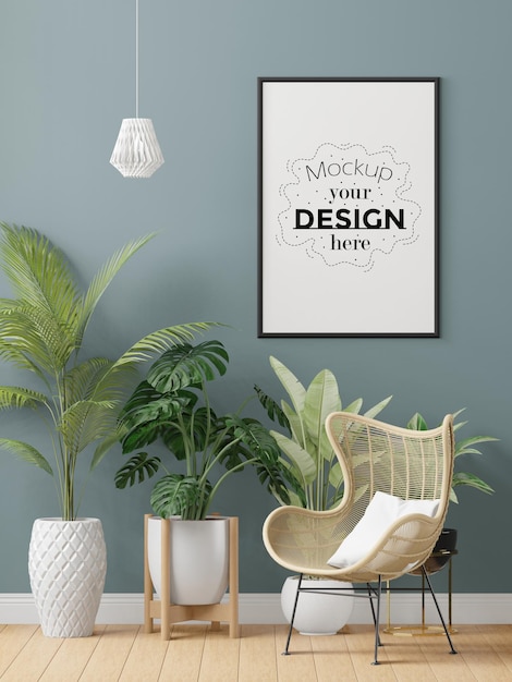 Rama plakatowa w salonie Psd Mockup