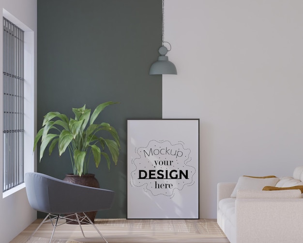 Rama plakatowa w salonie Psd Mockup