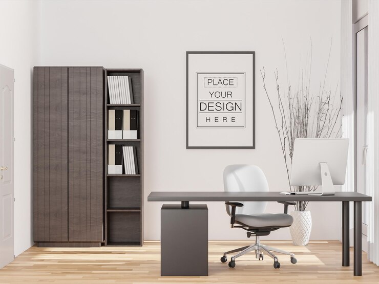 PSD rama plakatowa w salonie psd mockup