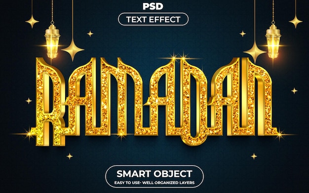 Ramadan 3d bewerkbare psd-teksteffectstijl