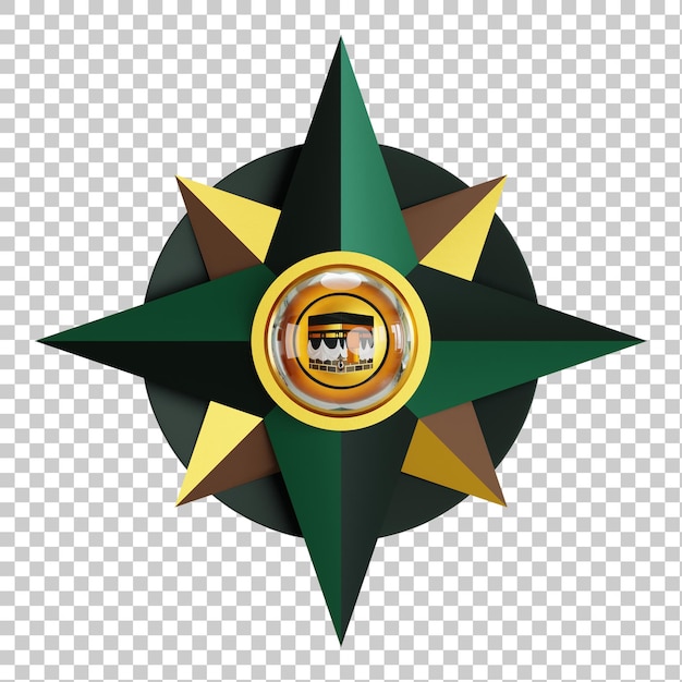 PSD Рамадан 3d icon compass с каабой внутри