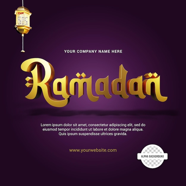 PSD ramadan 3d rendered text social media banner