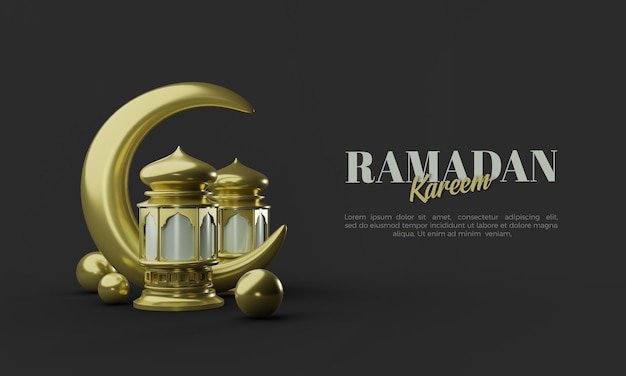 Ramadan 3d rendering on dark background