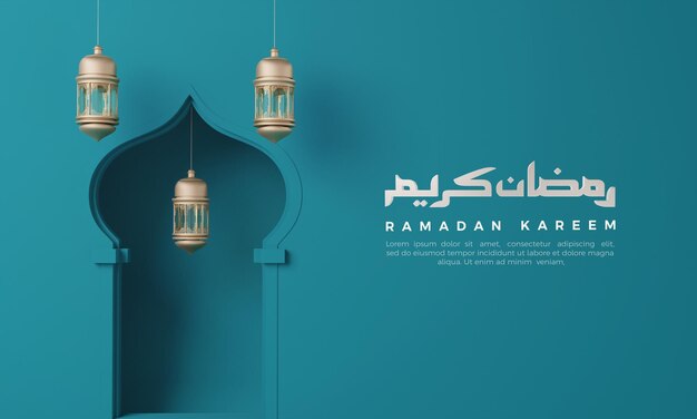 Ramadan 3d Renderowania Tła Z Szarym Zielonym Kolorem