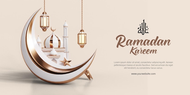 Ramadan  3d social  media banner template