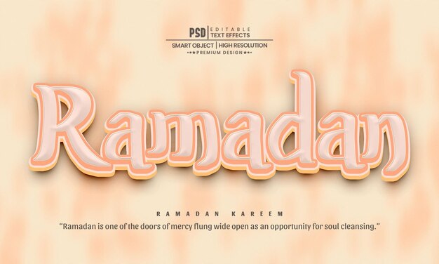 Ramadan 3d text effect editable layer style mockup template