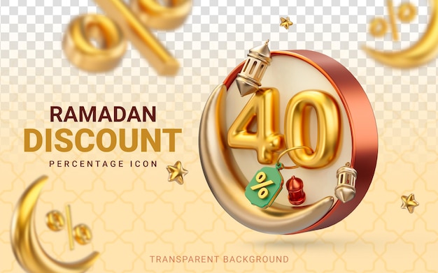라마단 및 Eid 판매 템플릿 디자인(40% 할인 제공 및 금등 3d 렌더링 포함)