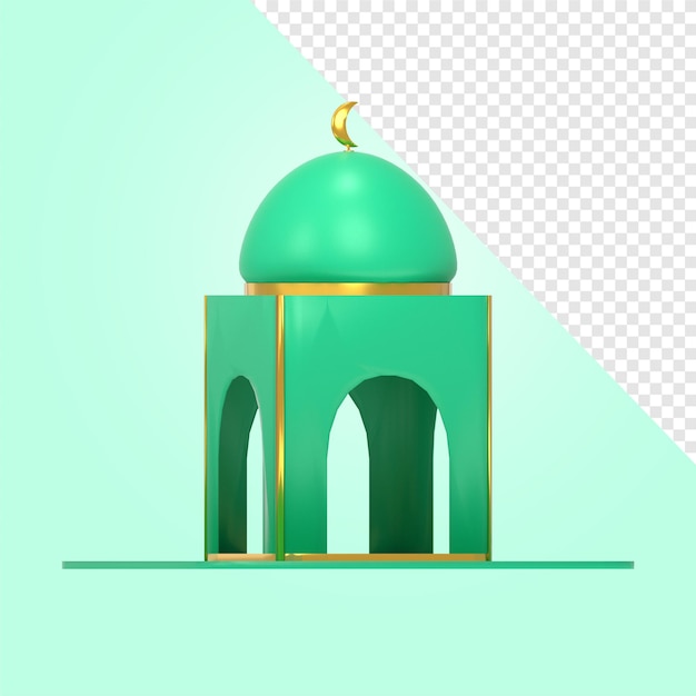 Ramadan-begroetingssjabloon met een 3D-weergave van een moskee