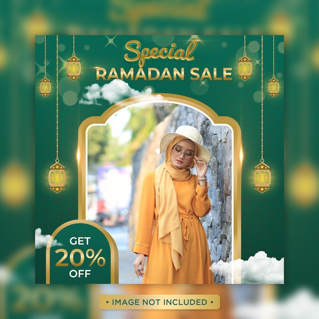 PSD ramadan big sale green gold psd premium template