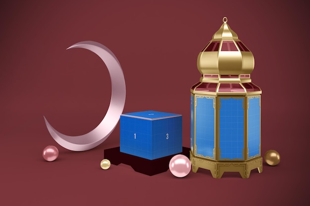 Ramadan box rendering in 3d design mockup