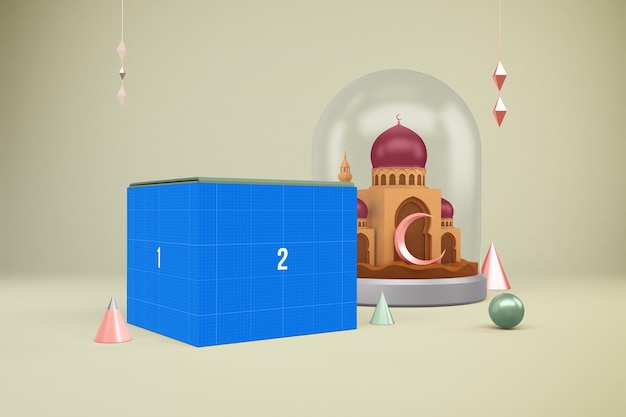 Ramadan box rendering in 3d design mockup