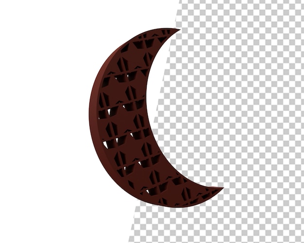 Ramadan brown crescent moon icon 3d render