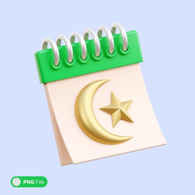 PSD illustrazione dell'icona 3d del calendario del ramadan