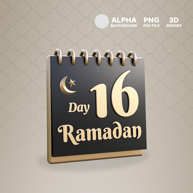 Ramadan calendar day 16 icon for design illustration 3d render isolated object