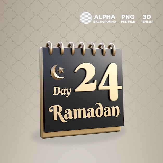 PSD icona del giorno 24 del calendario del ramadan per l'illustrazione del design oggetto isolato di rendering 3d