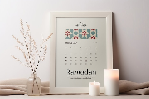 PSD Мокет планировщика календаря рамадана