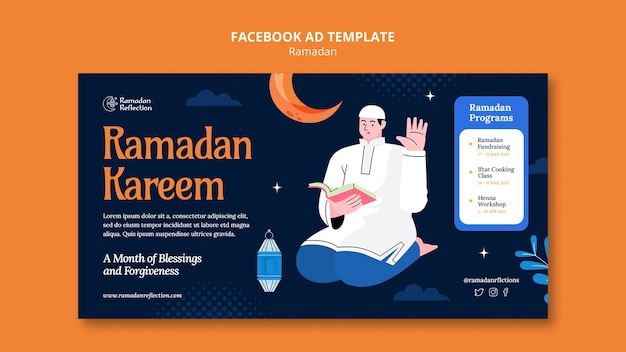 PSD modello di facebook per la celebrazione del ramadan