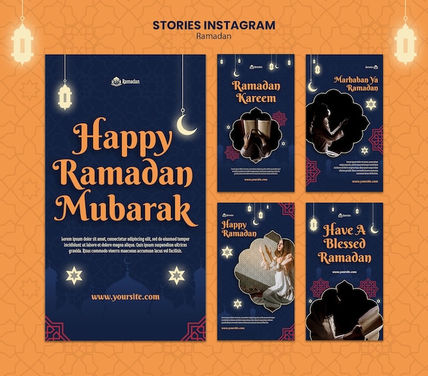 PSD storie di instagram per la celebrazione del ramadan