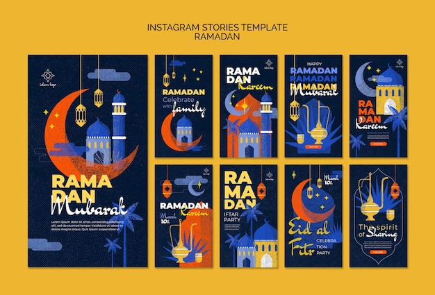 PSD storie di instagram sulla celebrazione del ramadan